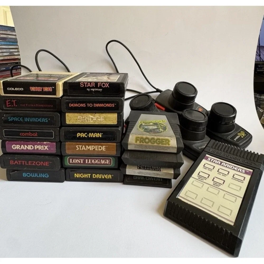 Atari 2600 Games Lot Of 18 Plus Controllers & Accessories. Untested AS-IS